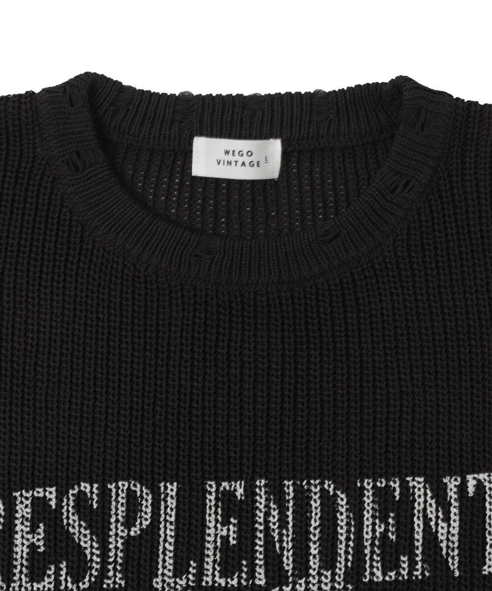 WEGO グラフィックダメージニットプルオーバー 