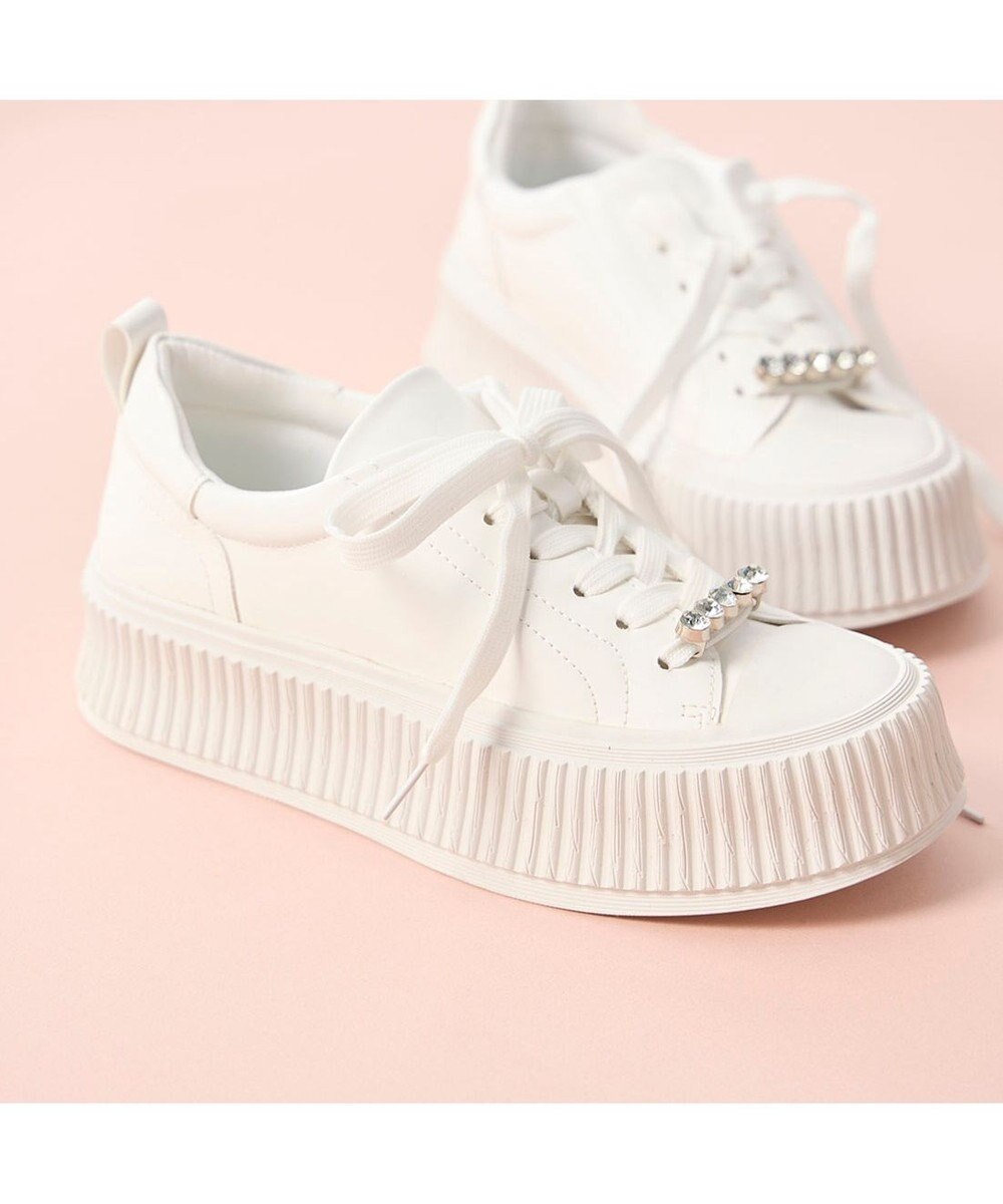 MODE ET JACOMO <noyau>ビジュー付き厚底レースアップスニーカー 