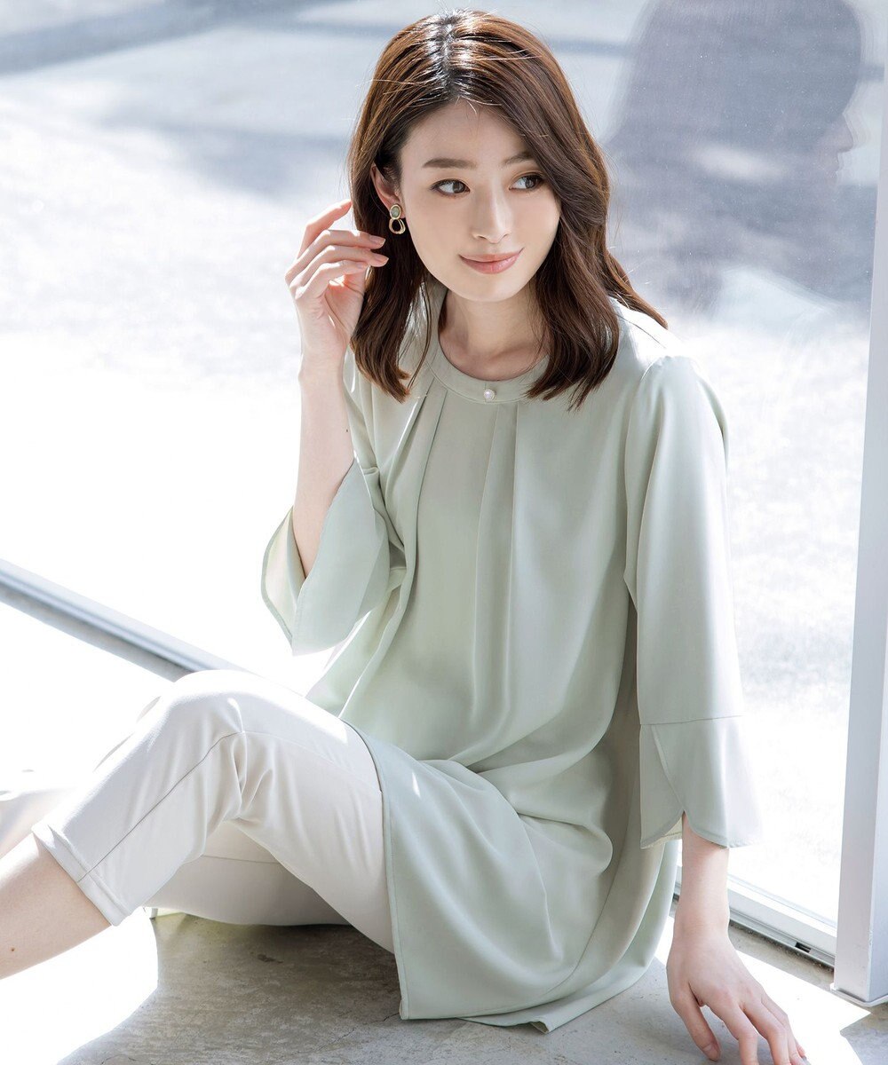 Tiaclasse 【洗える】花びらスリーブチュニックブラウス 