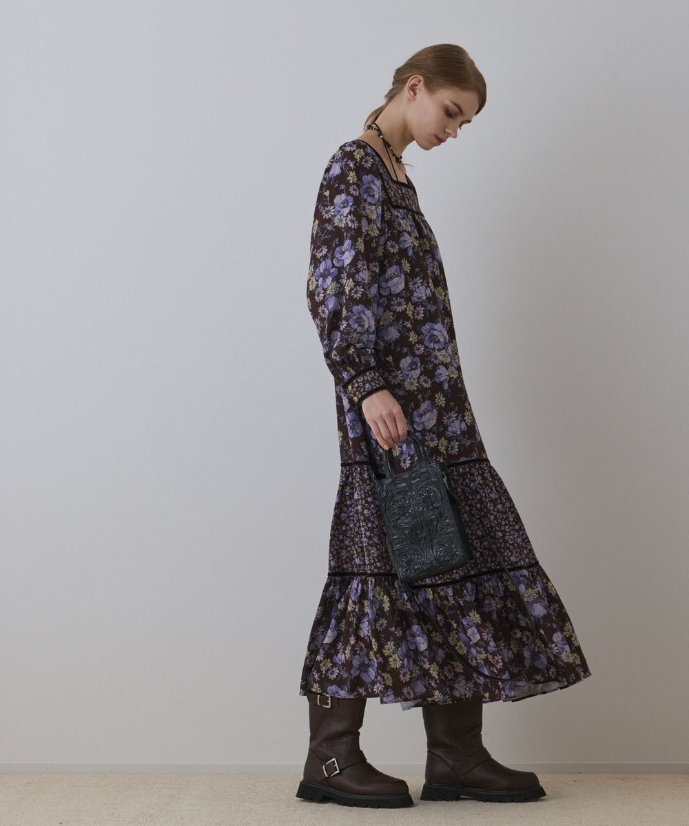 GRACE CONTINENTAL ボタニカルティアードワンピース 