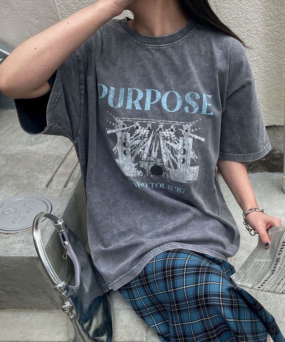 WEGO 【綿100%】ヴィンテージウォッシュグラフィックTシャツ 