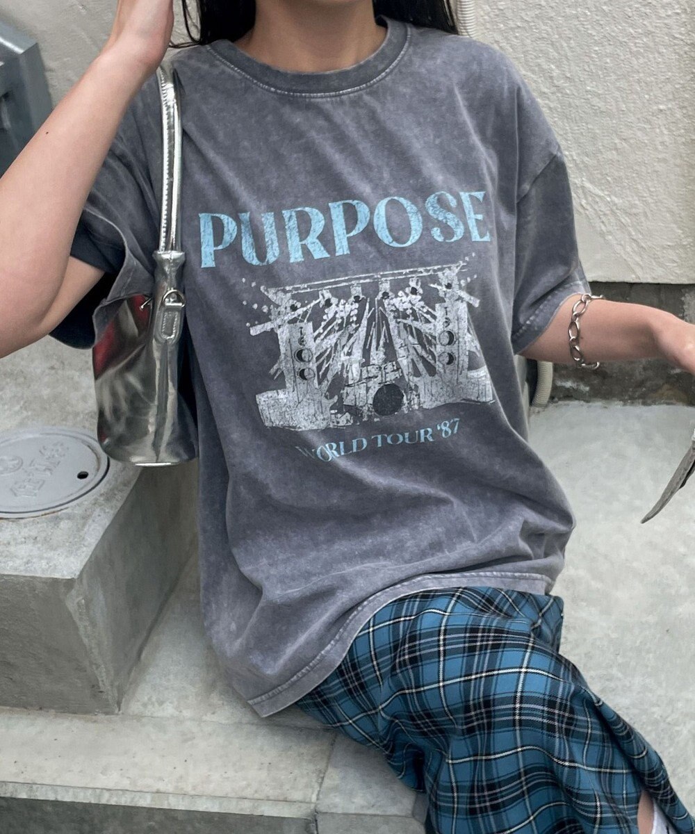 WEGO 【綿100%】ヴィンテージウォッシュグラフィックTシャツ 