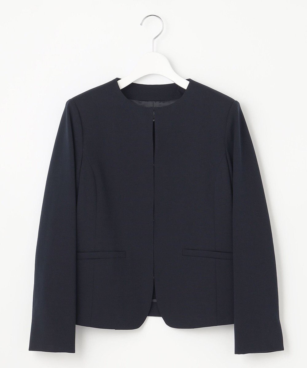 J.PRESS LADIES S 【洗える・UVカット】 アルファクロスジャージー ノーカラー ジャケット 