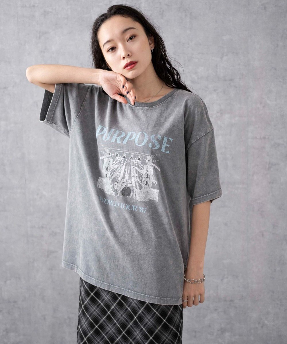 WEGO 【綿100%】ヴィンテージウォッシュグラフィックTシャツ 