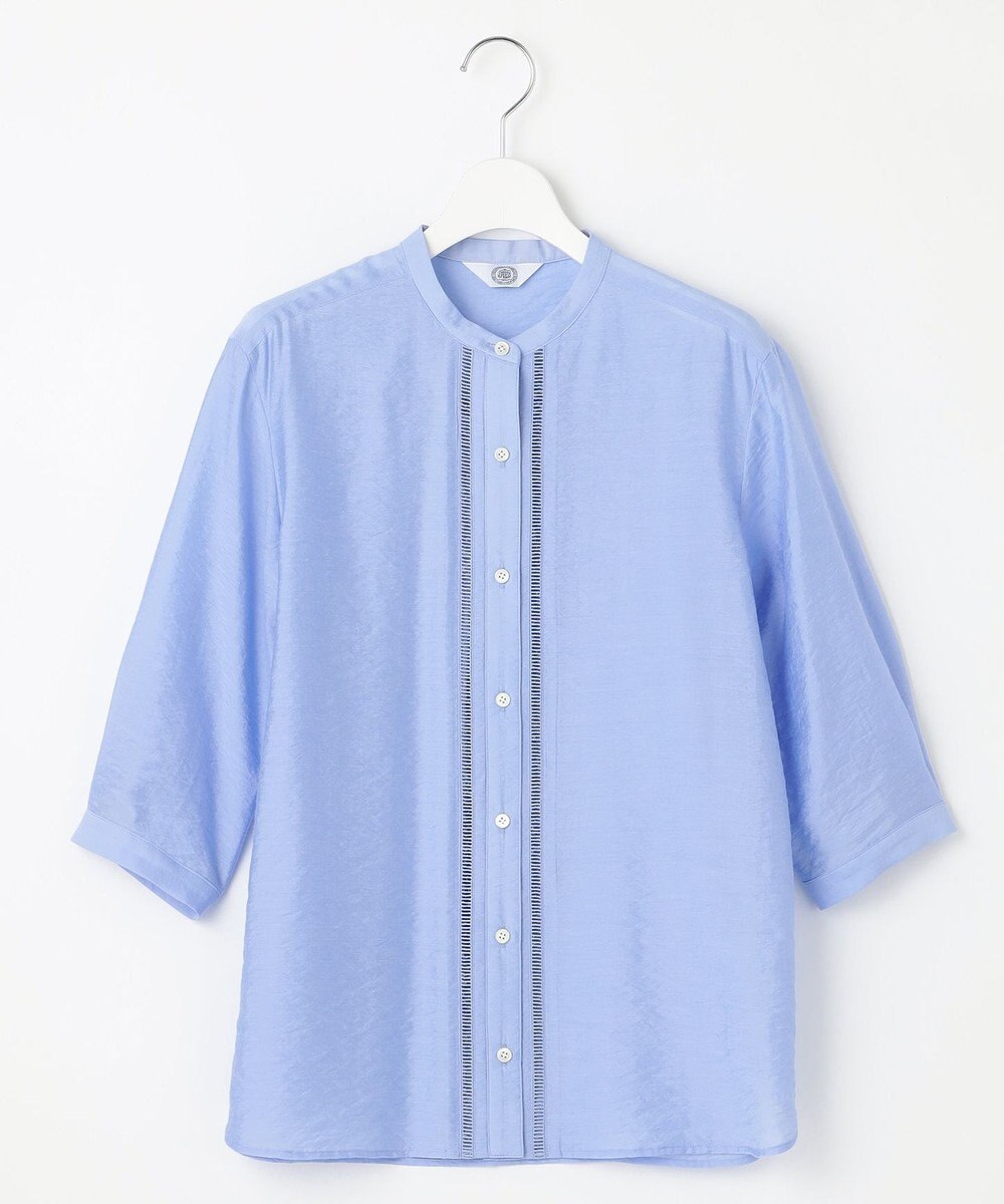 J.PRESS LADIES S 【WEB限定カラーあり・洗える】Sheer Vis リネン バンドカラー ブラウス 