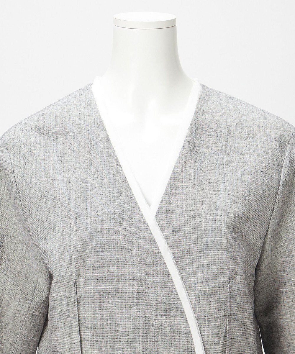 23区 【GOLD LABEL】ウールリネン ノーカラー ジャケット 