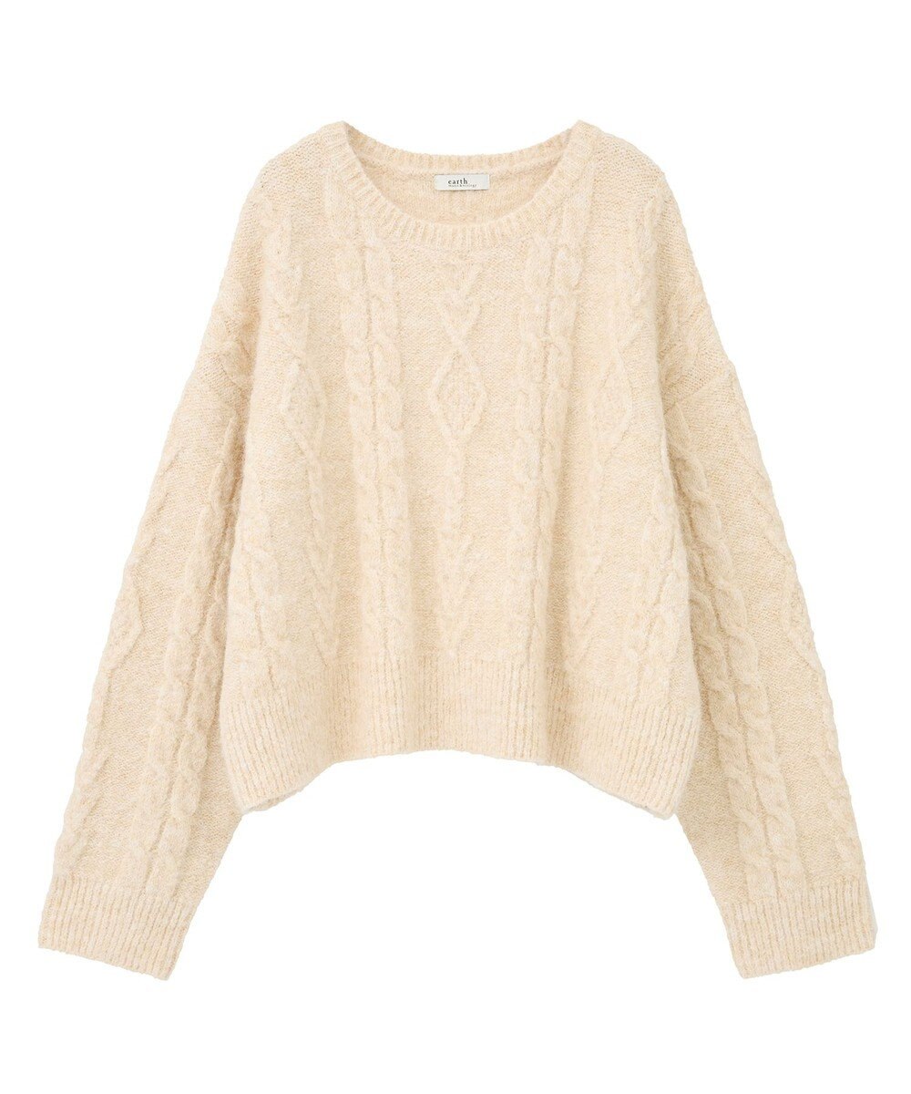 earth music&ecology モヘヤタッチケーブルニットプルオーバー 