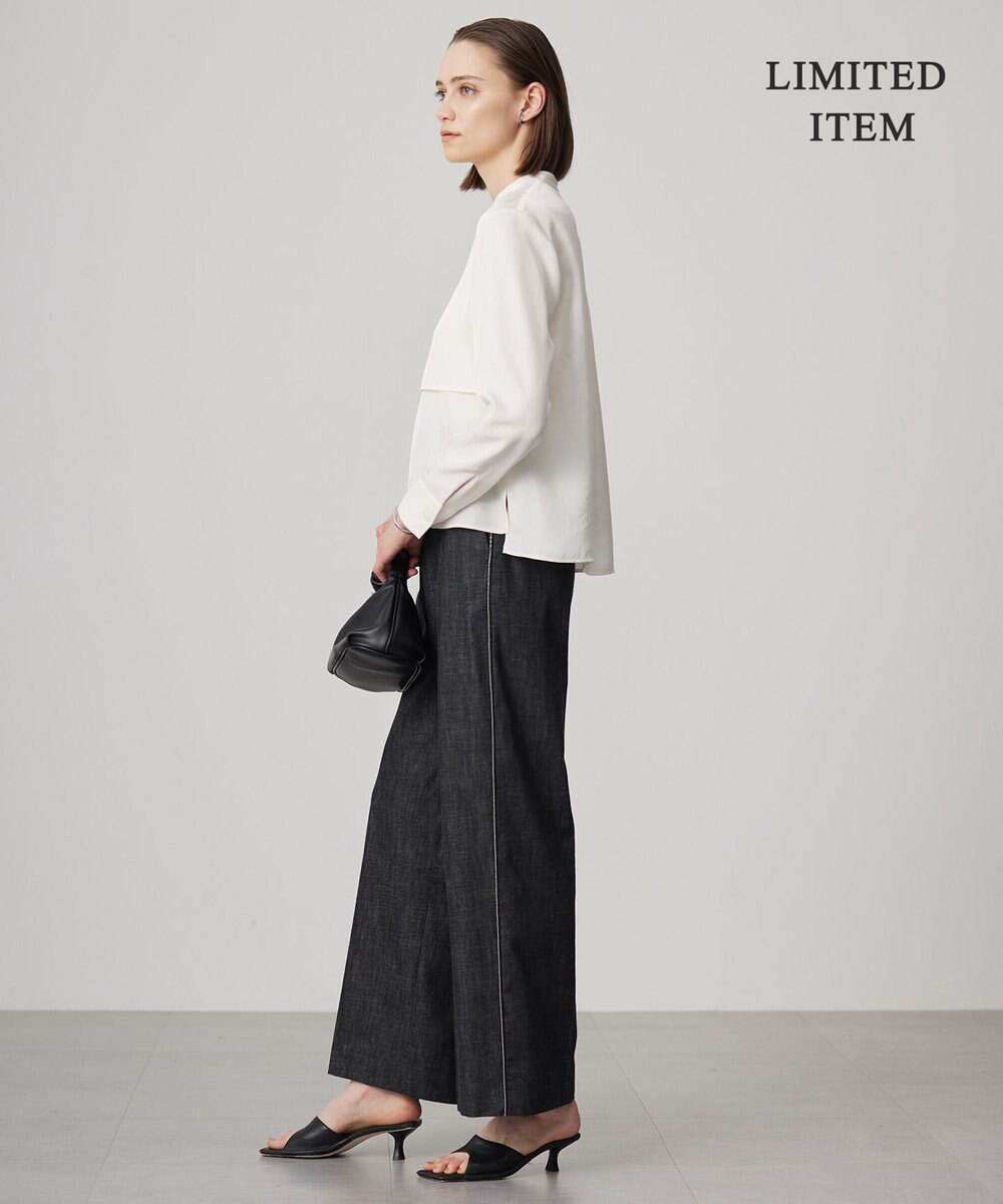 ICB L 【WEB限定・洗える】シルキーツイル  クロップドシャツ 