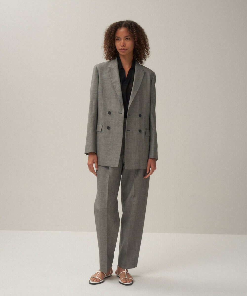 ATON WOOL LINEN SHARKSKIN | テーパードタックパンツ 