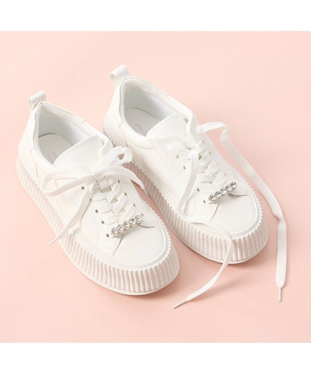 MODE ET JACOMO <noyau>ビジュー付き厚底レースアップスニーカー 