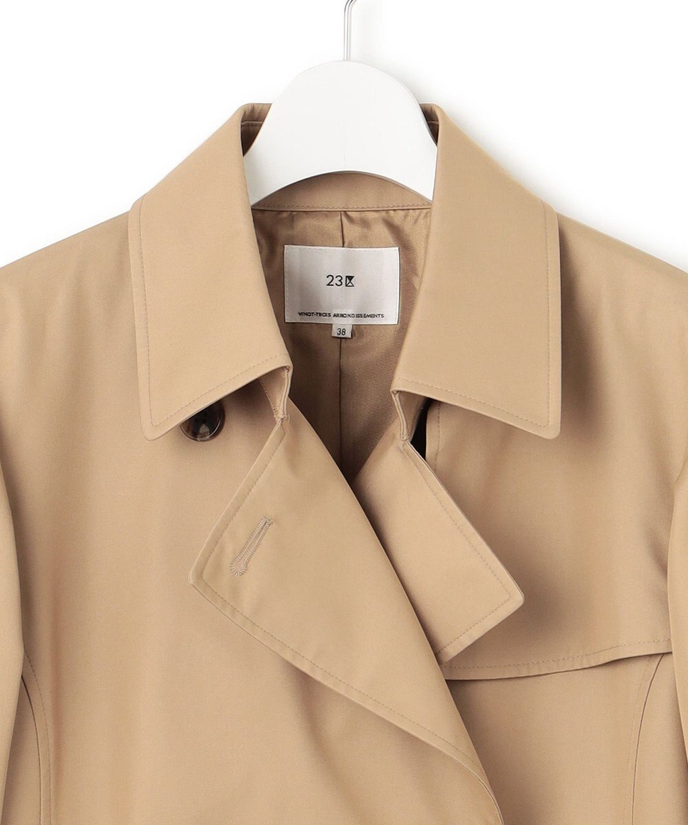 23区 コットンポリエステルギャバジン ロング トレンチコート 