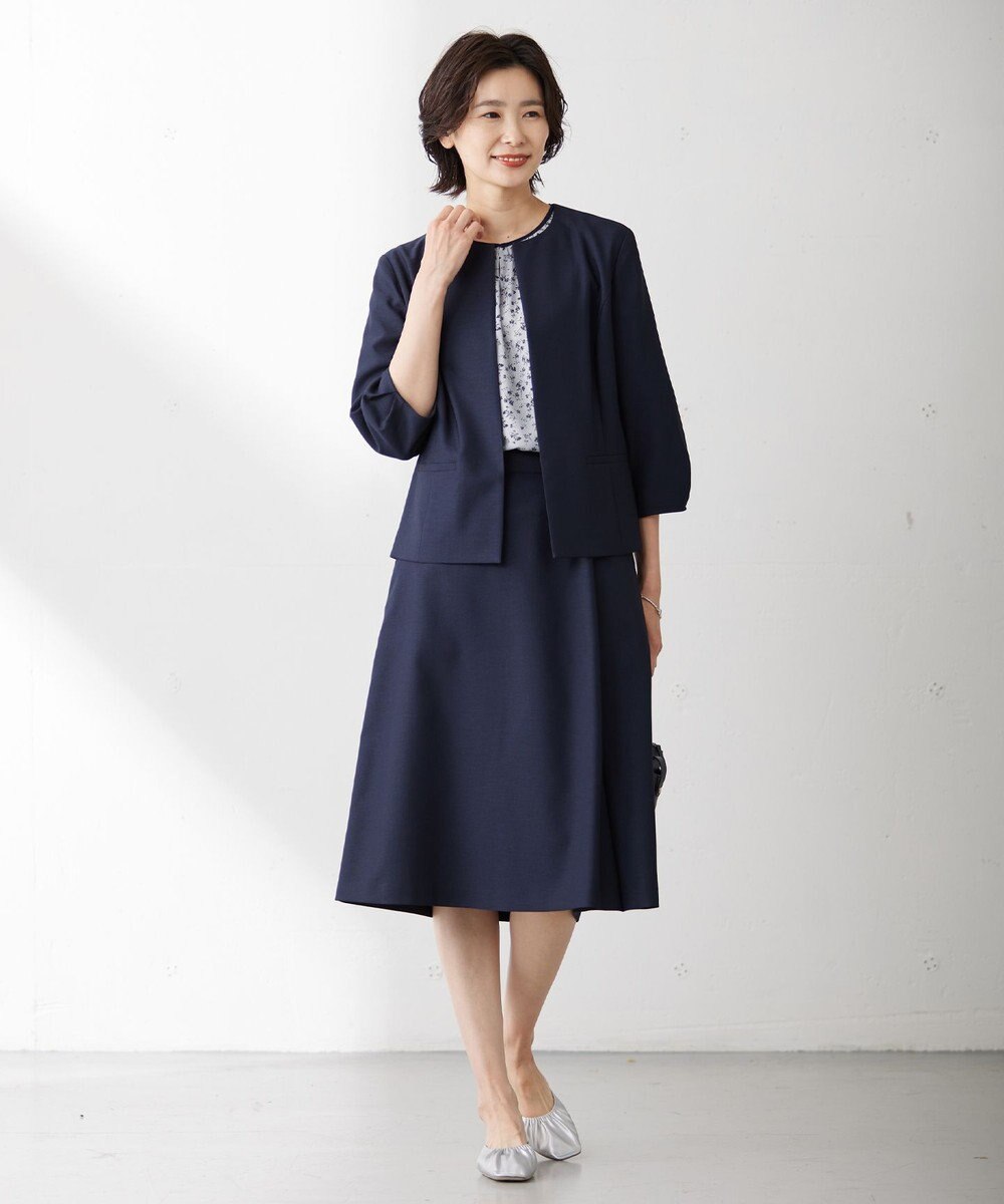 J.PRESS LADIES L 【洗える】FLAXASAオックス ノーカラー ジャケット 