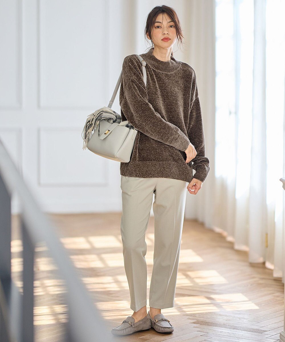 ANY 【洗濯機可/ストレッチ/ウエストゴム/裏起毛】マルチファンクションストレッチテーパードパンツ 