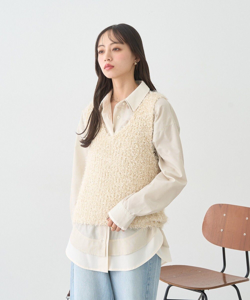 earth music&ecology ポンポンヤーンベスト 