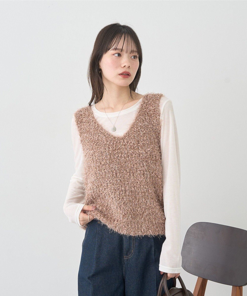 earth music&ecology ポンポンヤーンベスト 