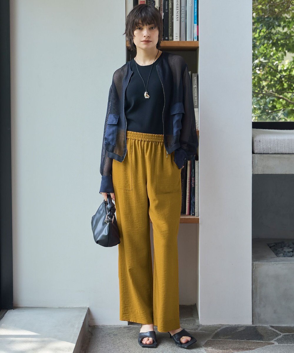 ICB 【人気のため新色追加・接触冷感・洗える】 ワッシャーツイル ワイドストレートパンツ 