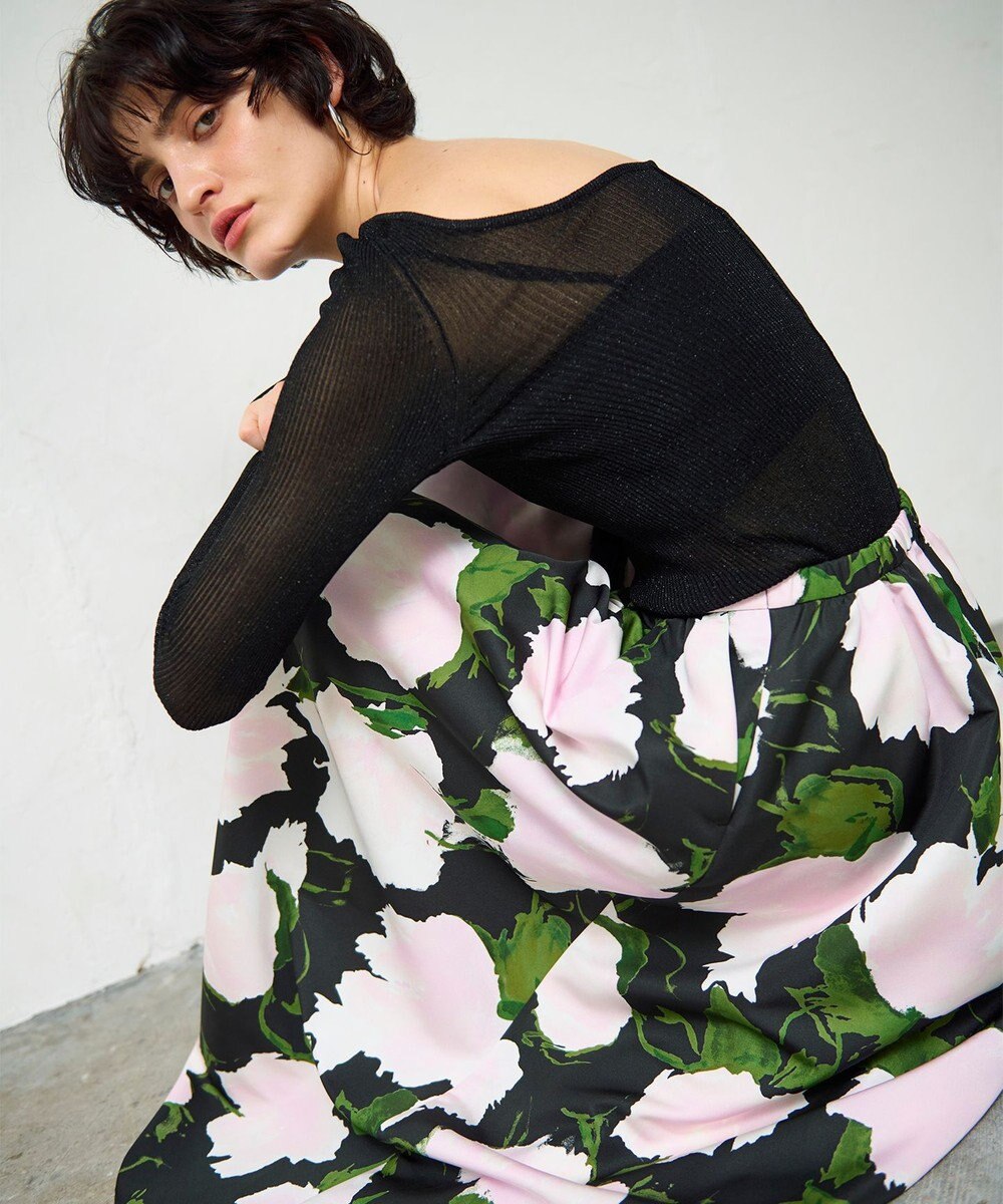 GRACE CONTINENTAL グログランボタニカルスカート 