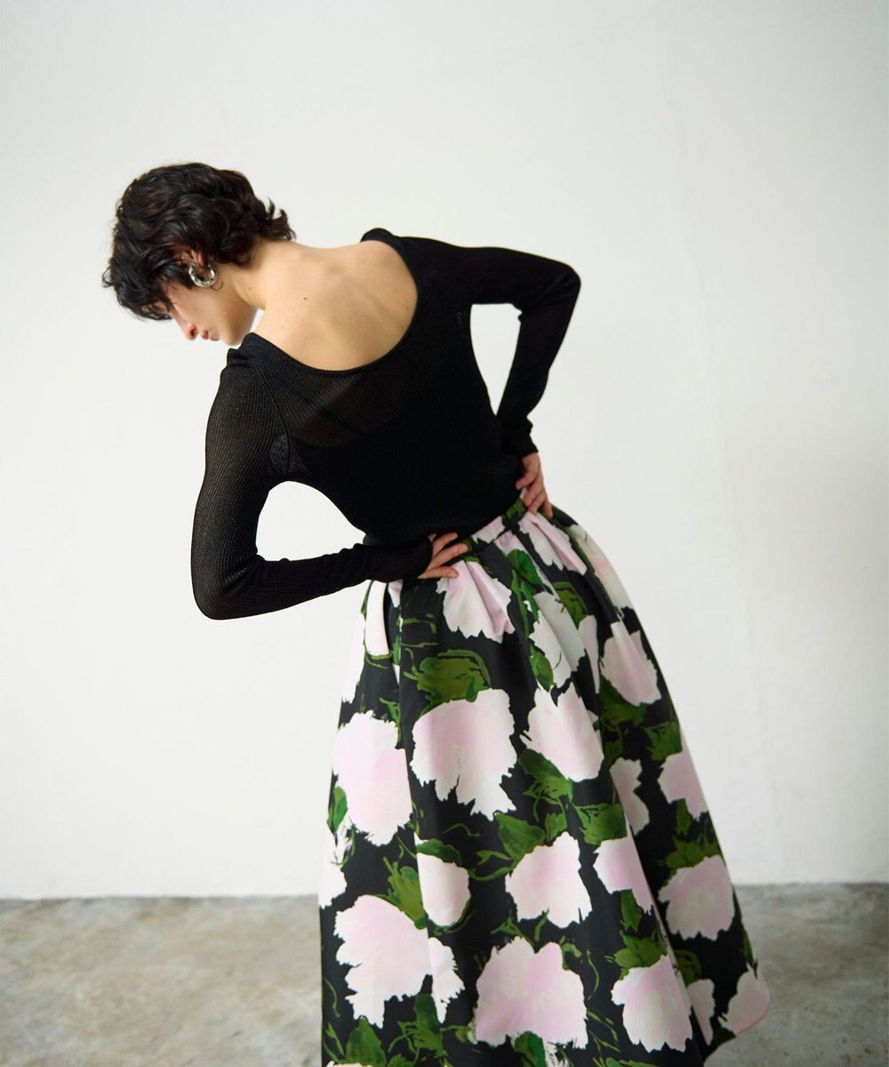 GRACE CONTINENTAL グログランボタニカルスカート 