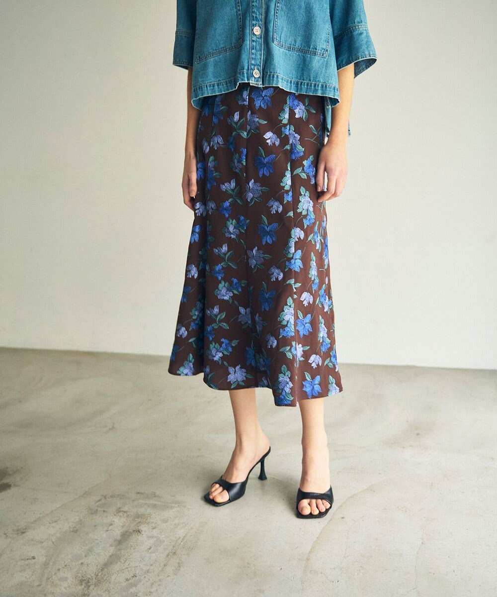 GRACE CONTINENTAL フラワー刺繍フレアスカート 