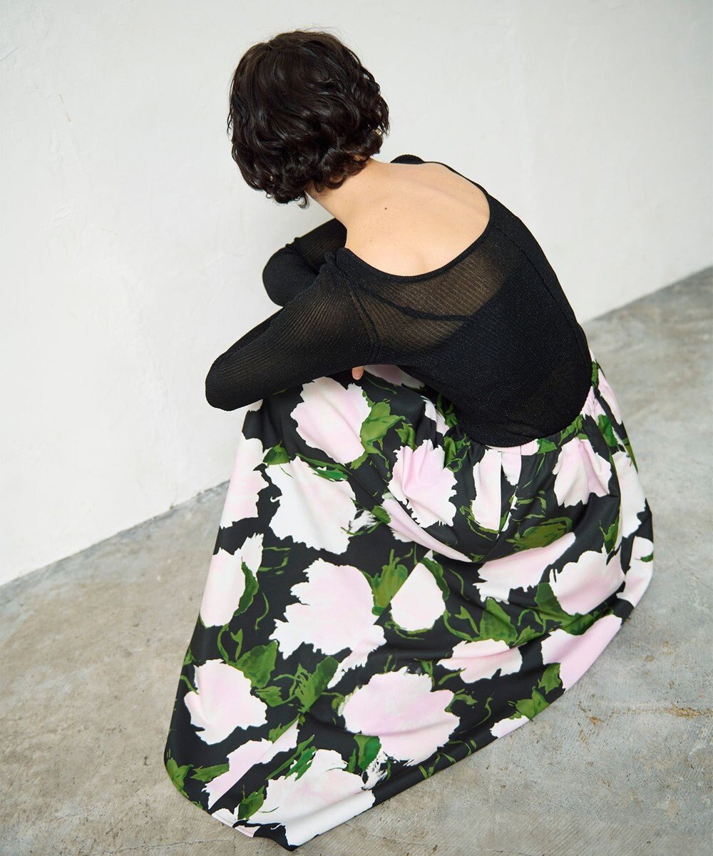 GRACE CONTINENTAL グログランボタニカルスカート 