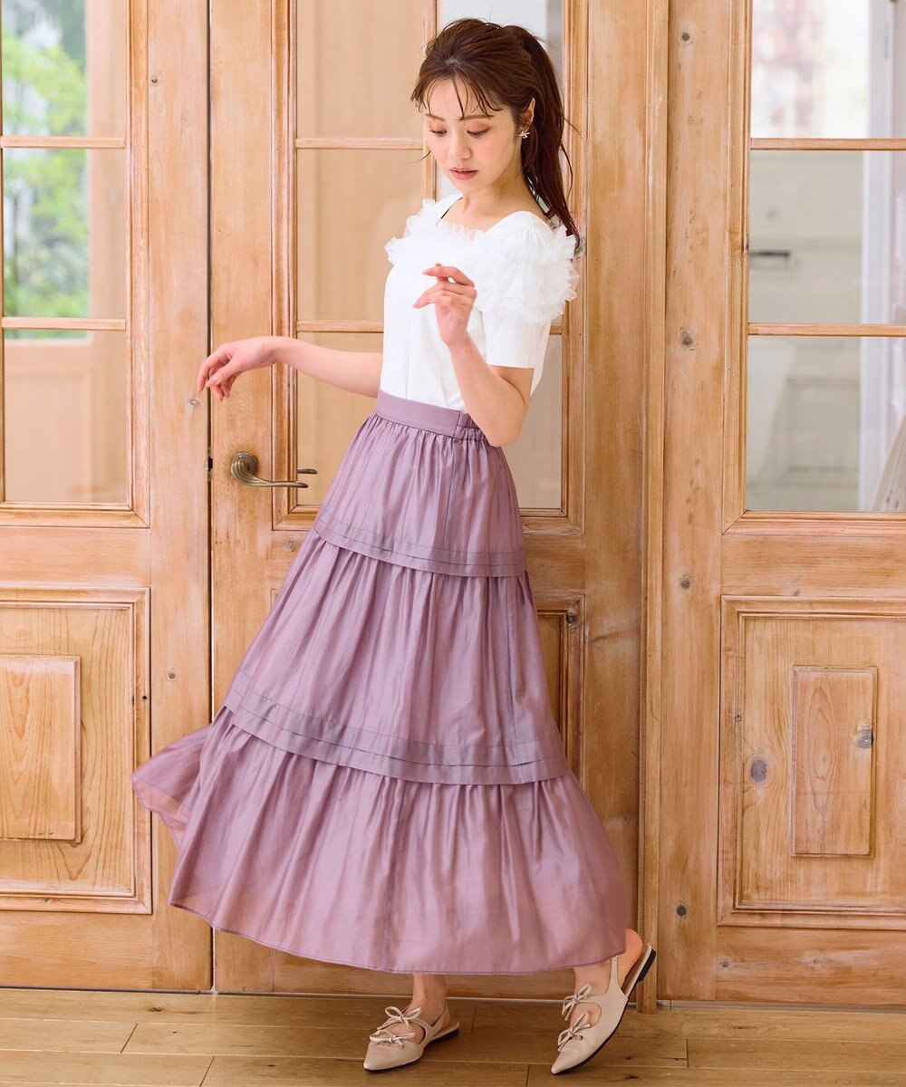 Feroux 【洗える】タックデザインティアードスカート 