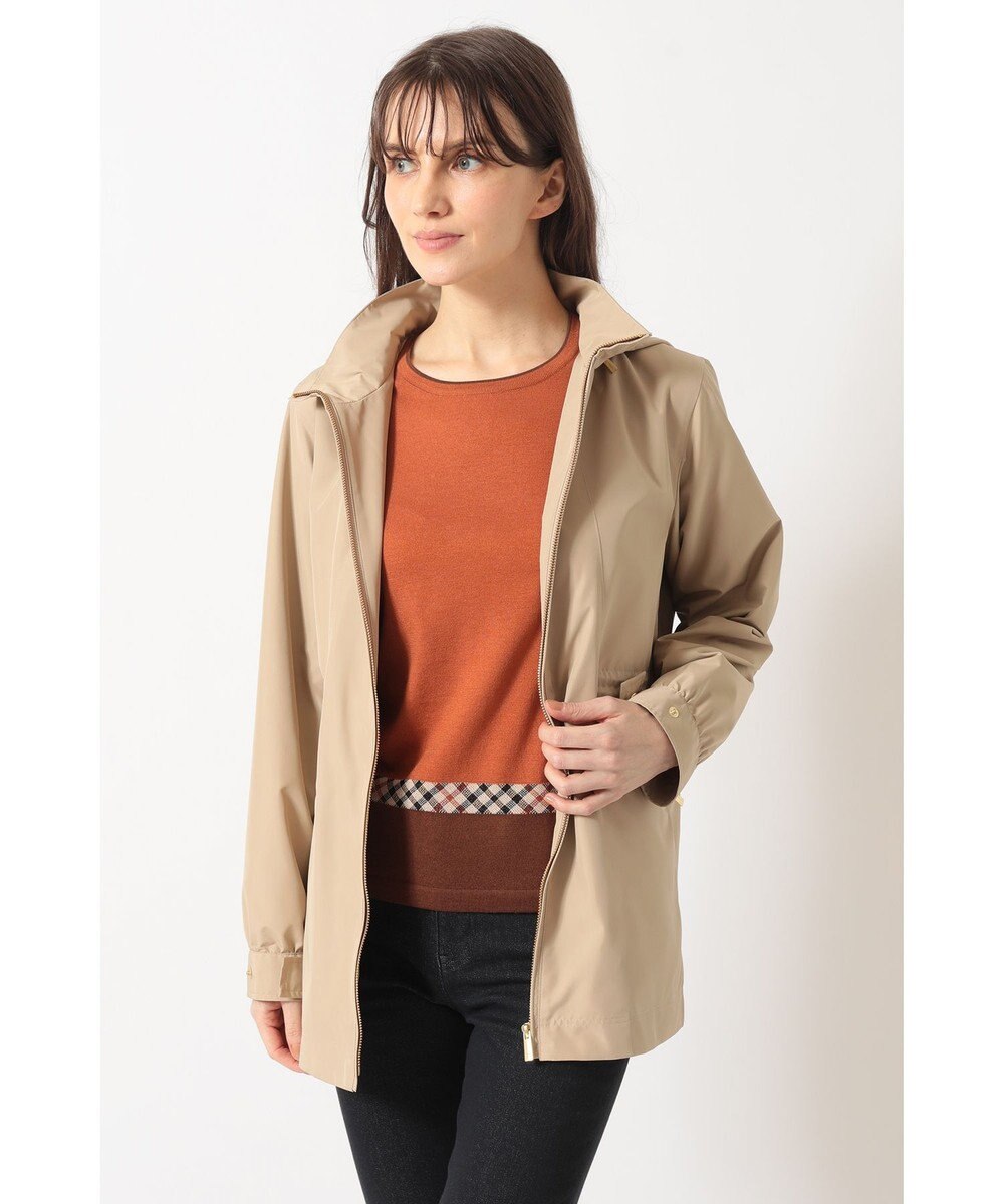 DAKS フーデッドライトタフタブルゾン 