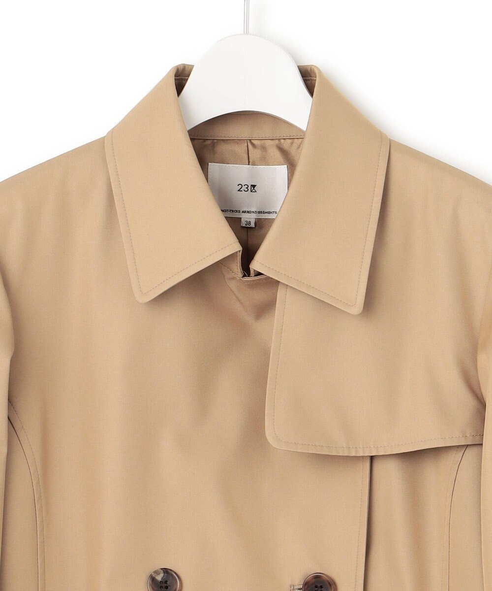 23区 L コットンポリエステルギャバジン ロング トレンチコート 