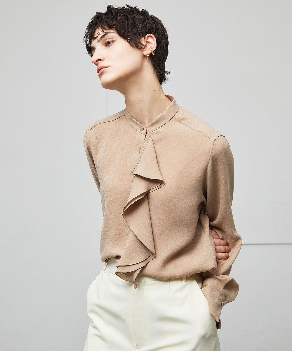 洗える】STOW / バンドカラーフリルブラウス / BEIGE, | ファッション通販 【公式通販】オンワード・クローゼット