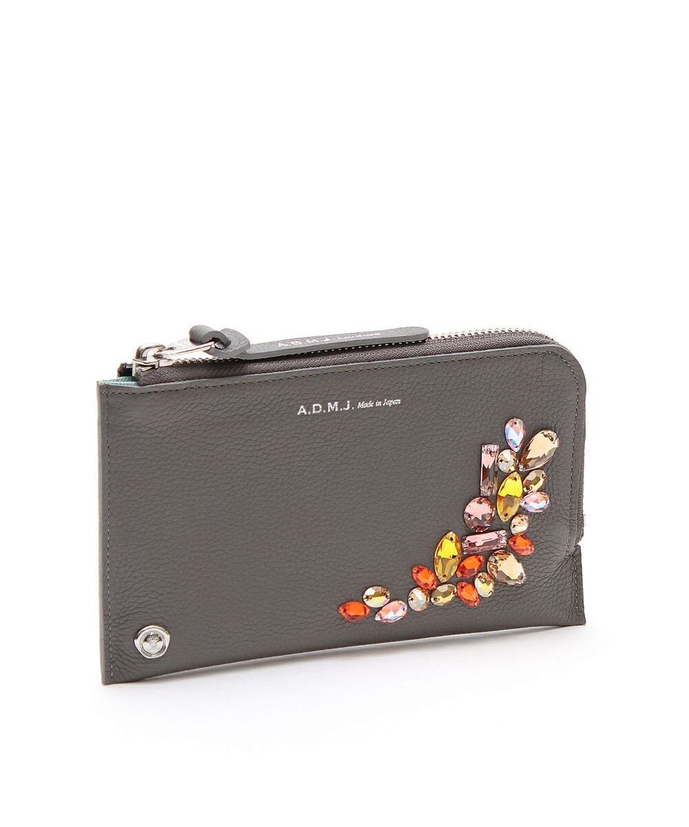 A.D.M.J. 【牛革】モーツァルト/スワロフスキー・クリスタル付オーガナイザーパース(背胴ファスナーポケット） 