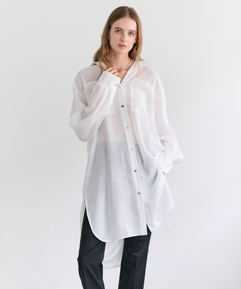 BEIGE， PAULINE / リネンヴィスコースオーバーサイズロングシャツ 