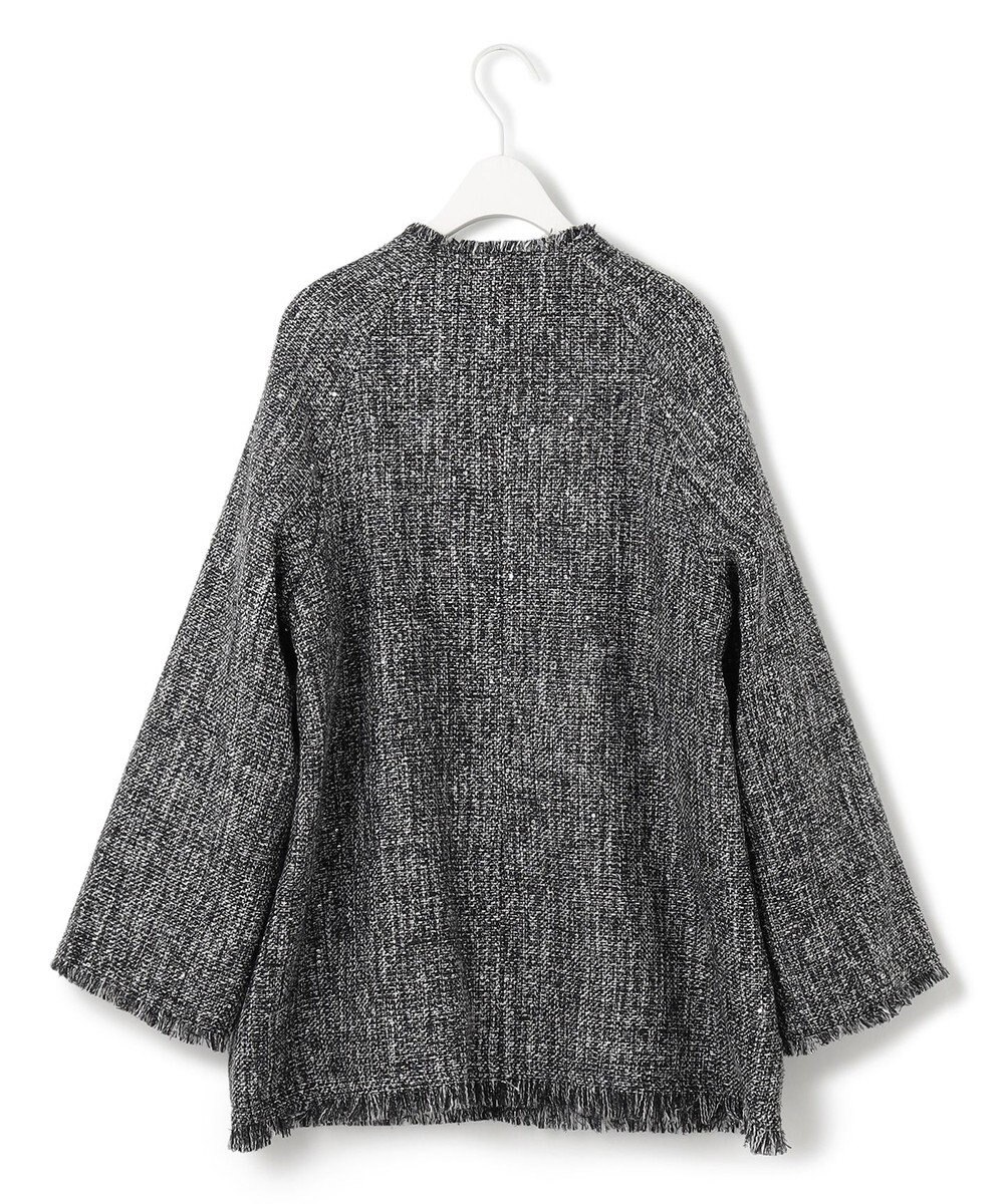 ICB L スパングルツイード ノーカラーコート 
