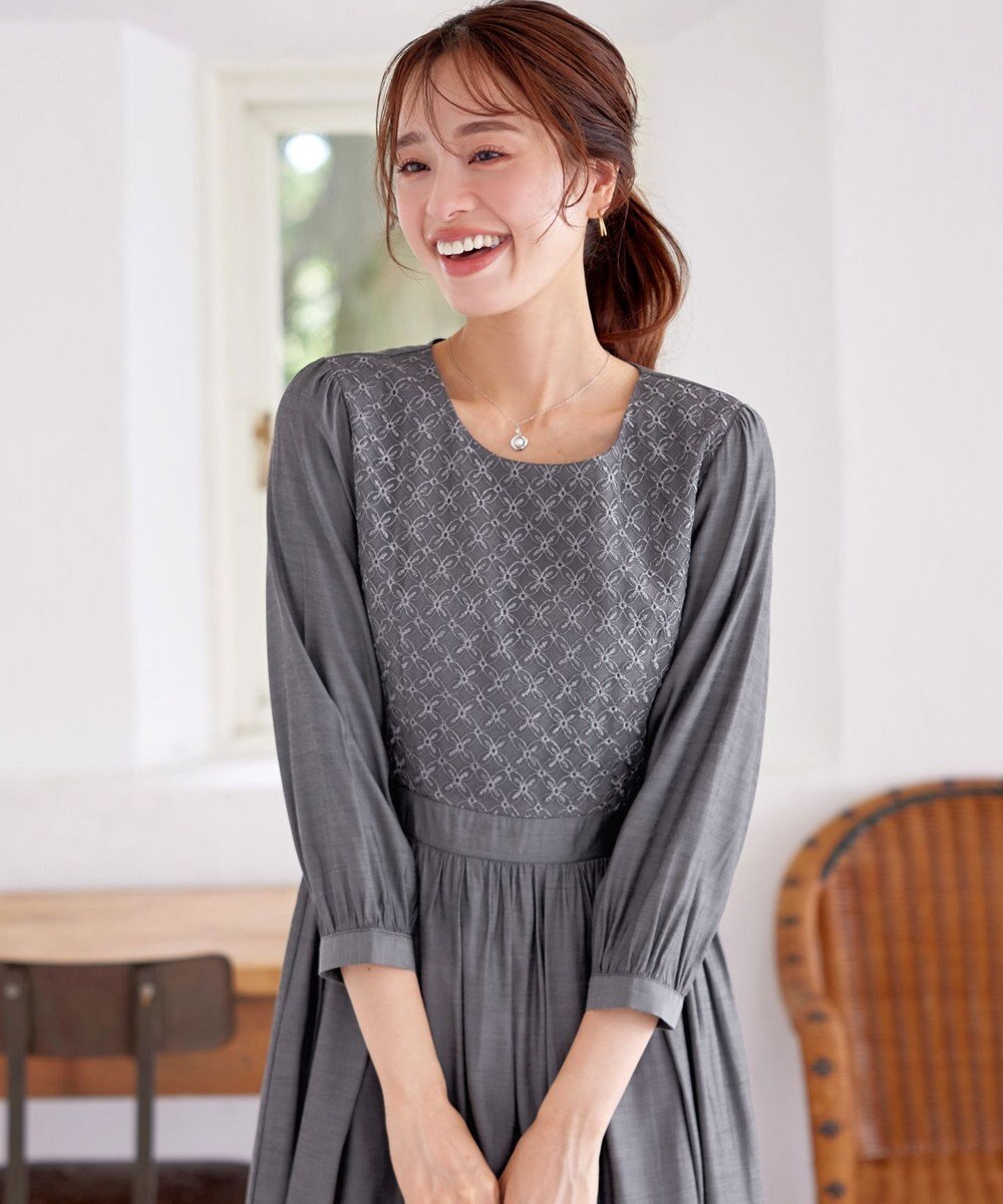 Tiaclasse L 【洗える】レース切替ワンピース 