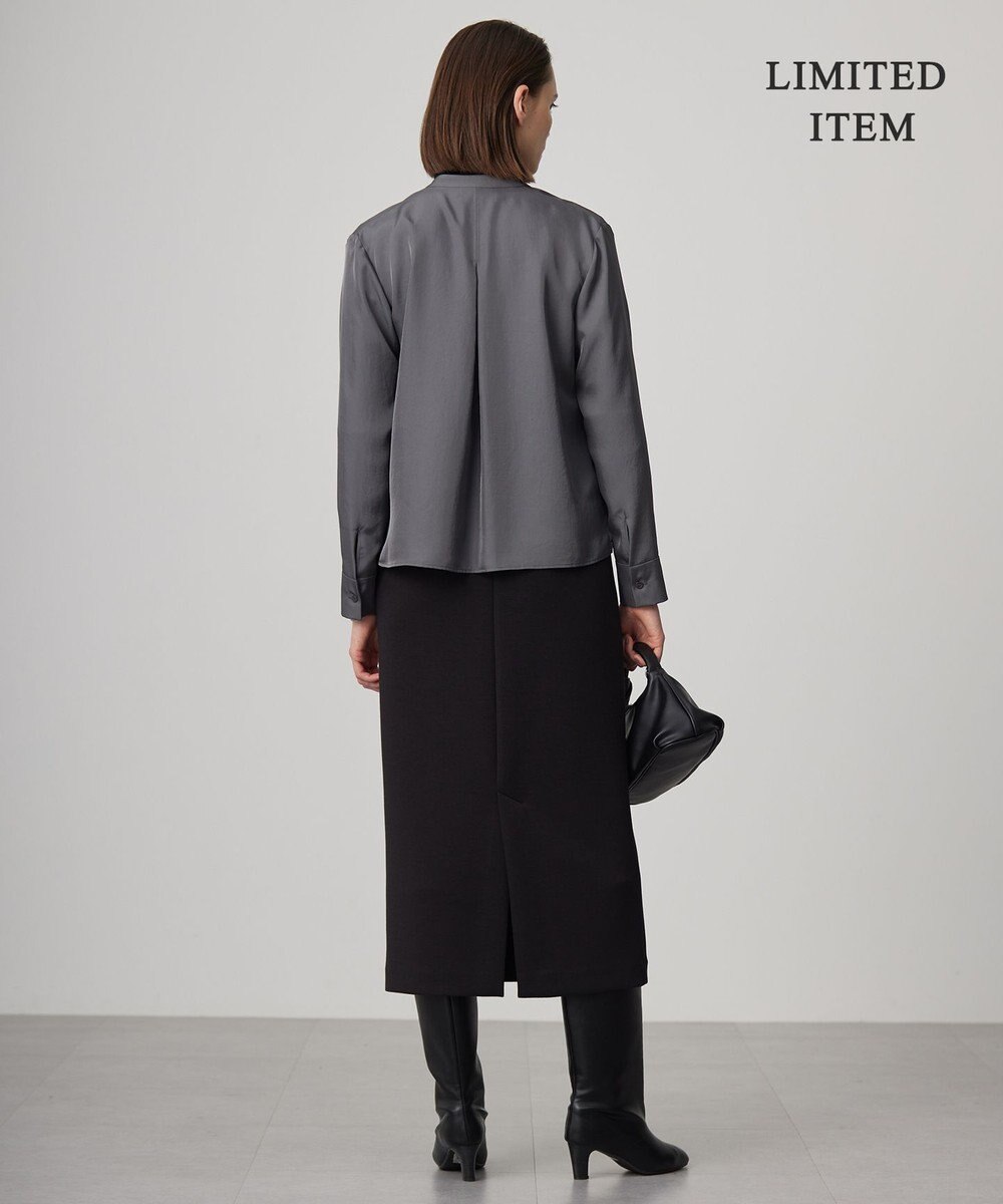 ICB 【WEB限定・洗える】シルキーツイル  クロップドシャツ 