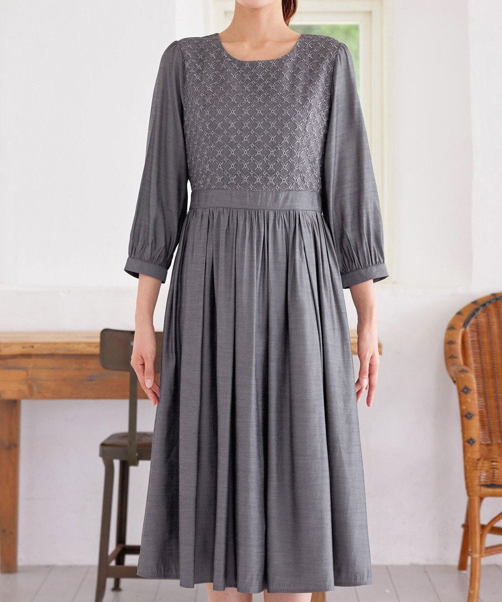 Tiaclasse L 【洗える】レース切替ワンピース 
