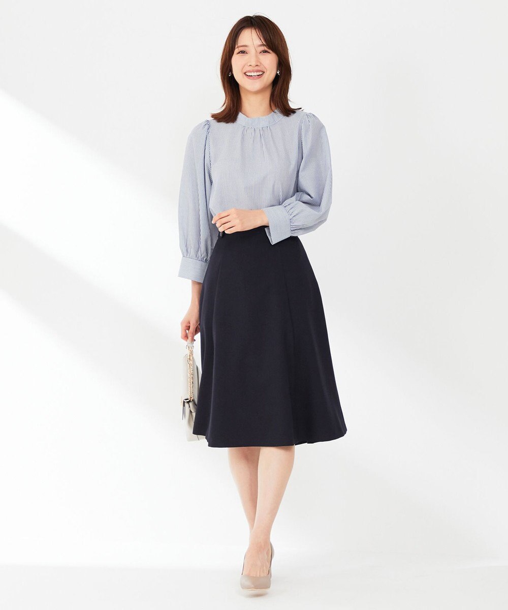 ANY SIS 【洗える】フェイクパールストライプ ブラウス 