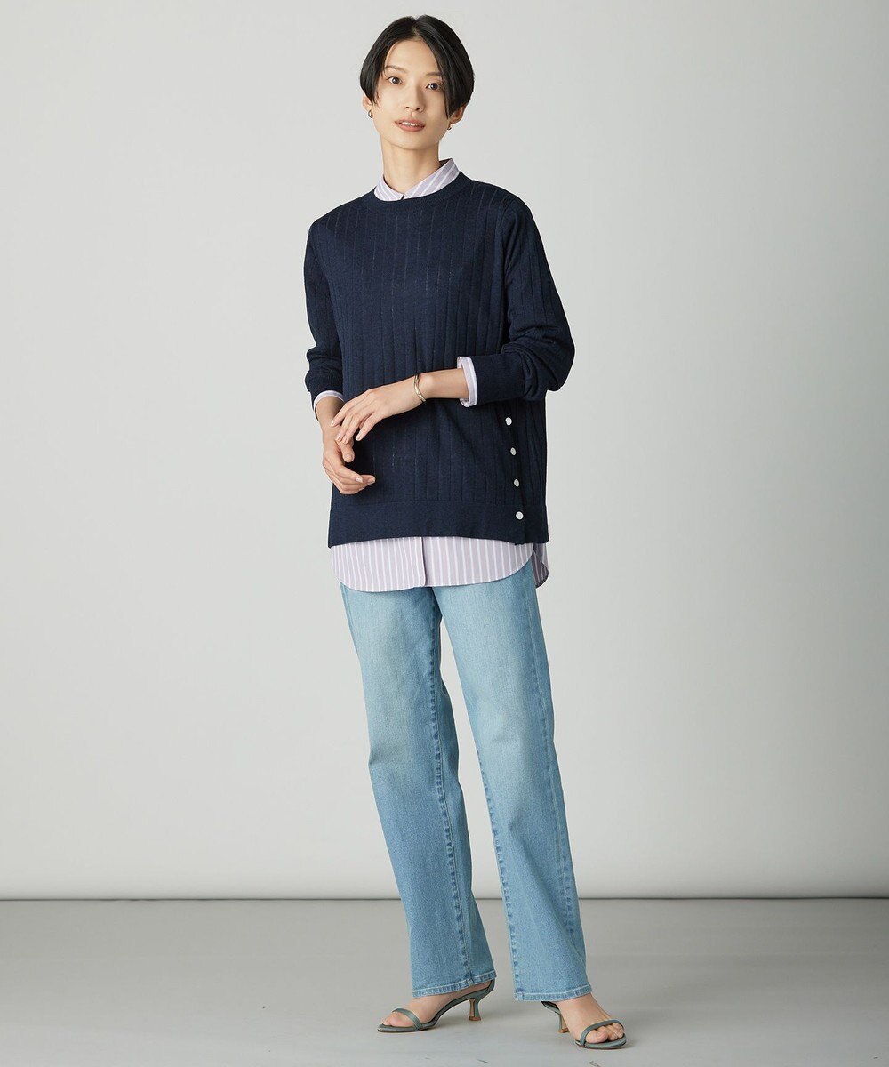 J.PRESS LADIES L 【洗える】BASIC STRETCH DENIM ボーイフィット デニム 
