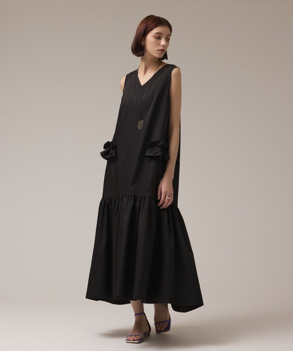 GRACE CONTINENTAL サイドフリルタフタワンピース 