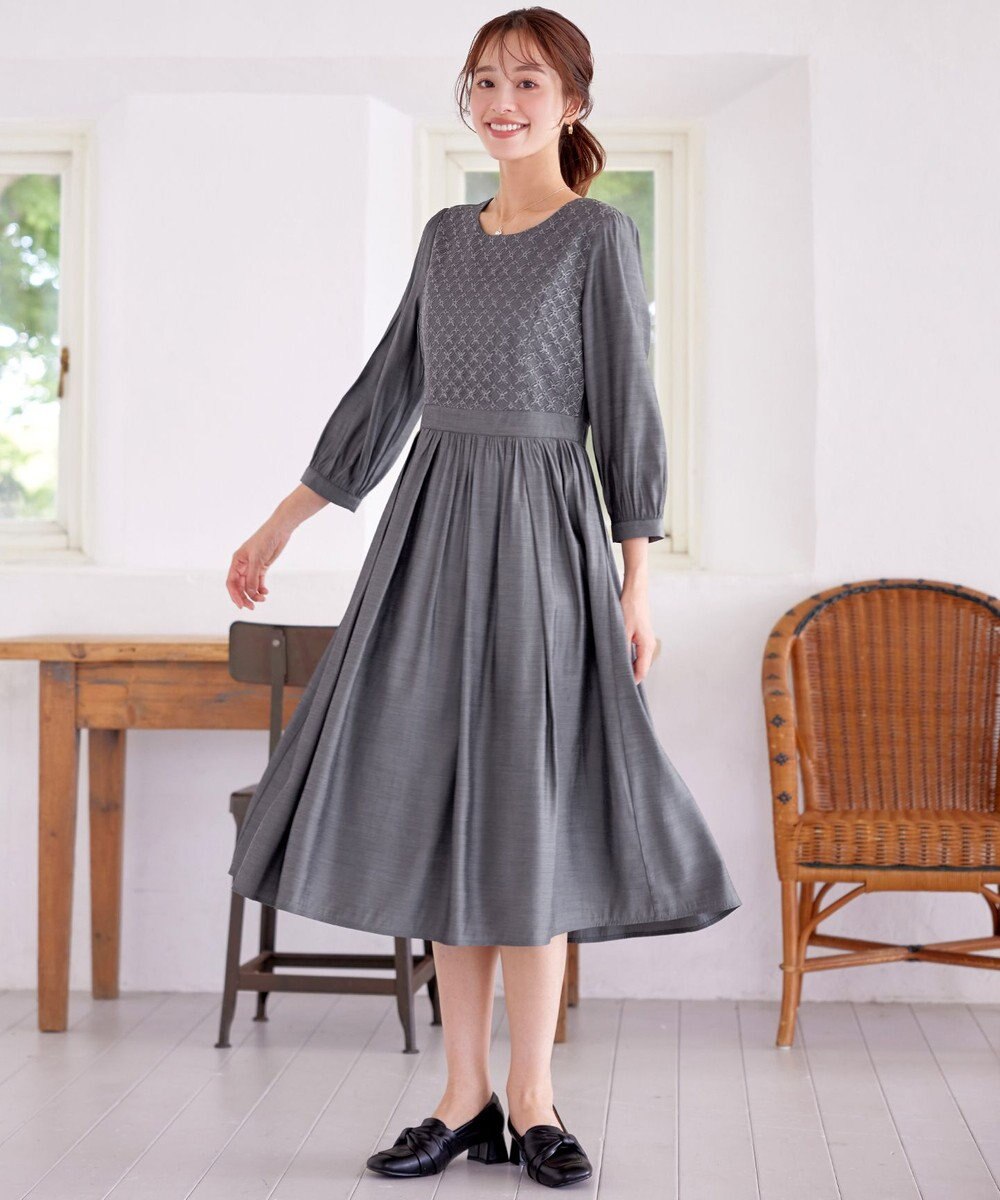 Tiaclasse L 【洗える】レース切替ワンピース 
