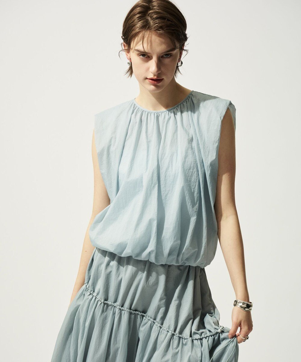 uncrave シアープルーフナイロン ギャザーブラウス 