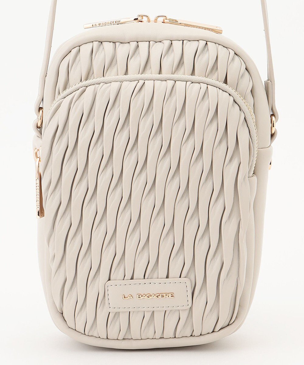 LA BAGAGERIE ランダムプリーツショルダーバッグ タテ 