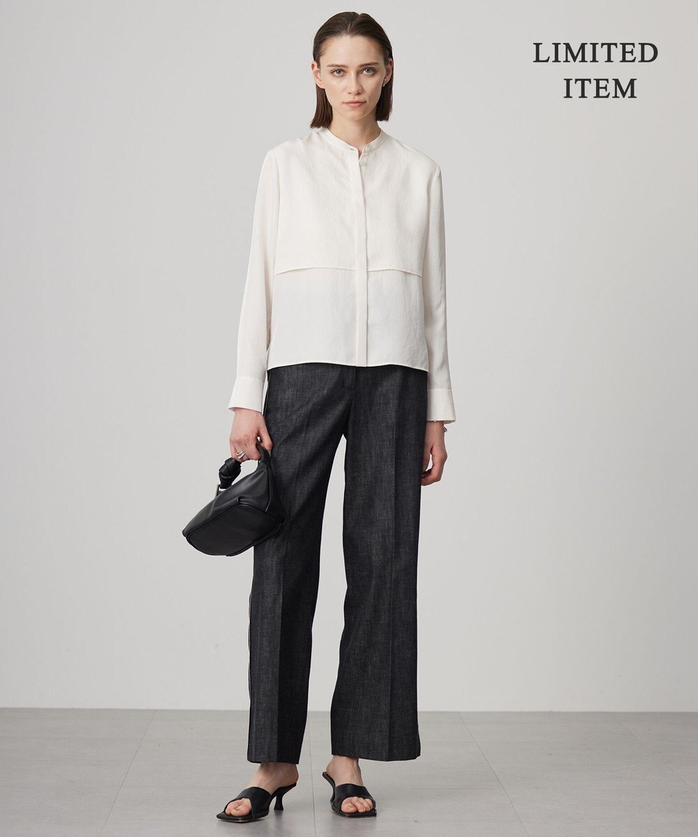 ICB L 【WEB限定・洗える】シルキーツイル  クロップドシャツ 