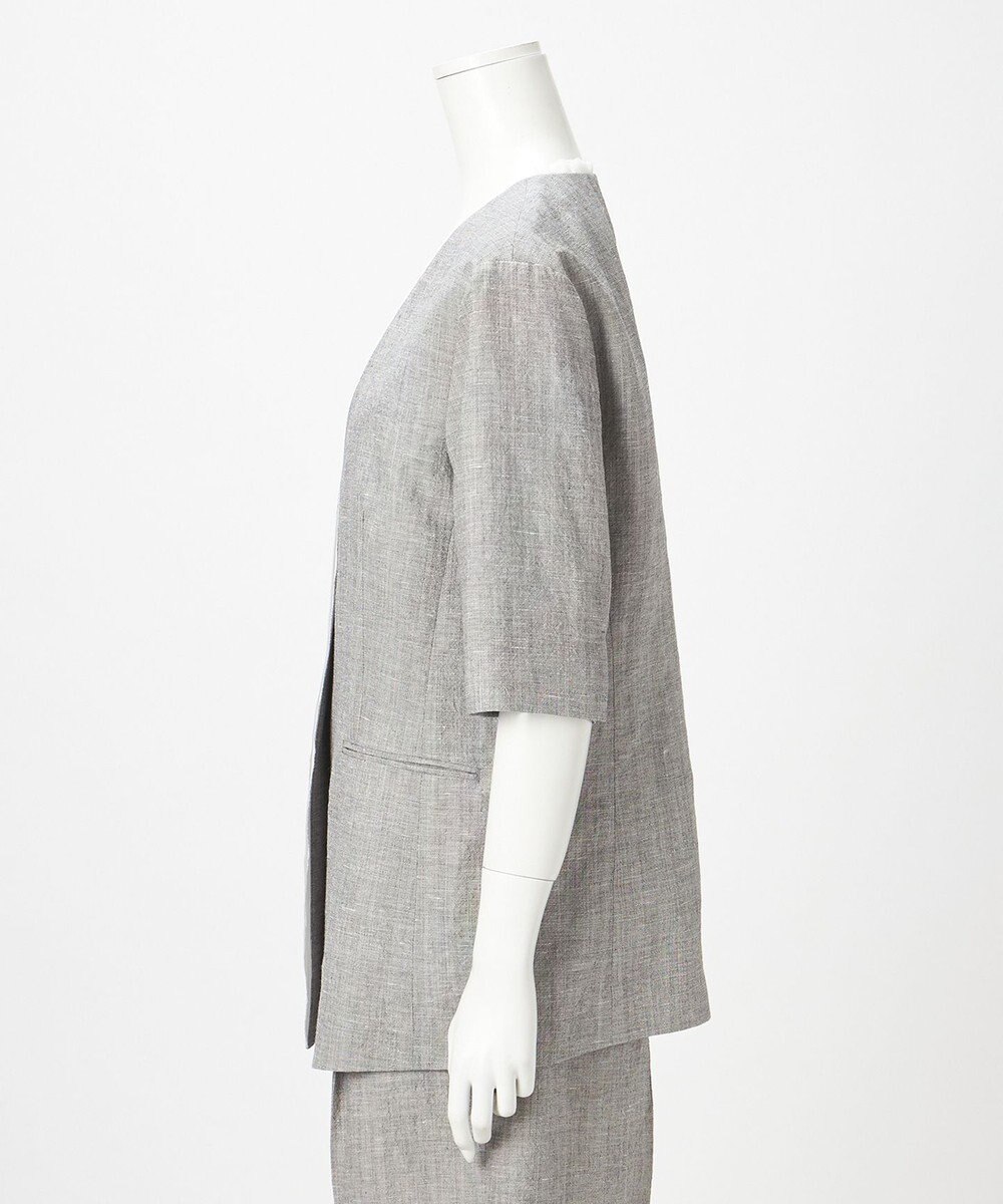23区 【GOLD LABEL】ウールリネン ノーカラー ジャケット 