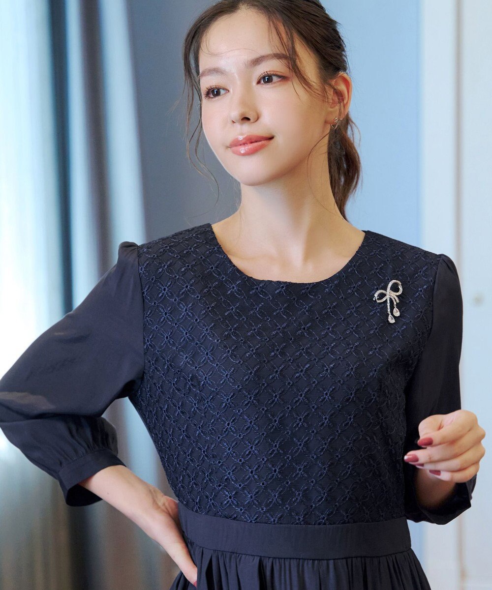 Tiaclasse L 【洗える】レース切替ワンピース 