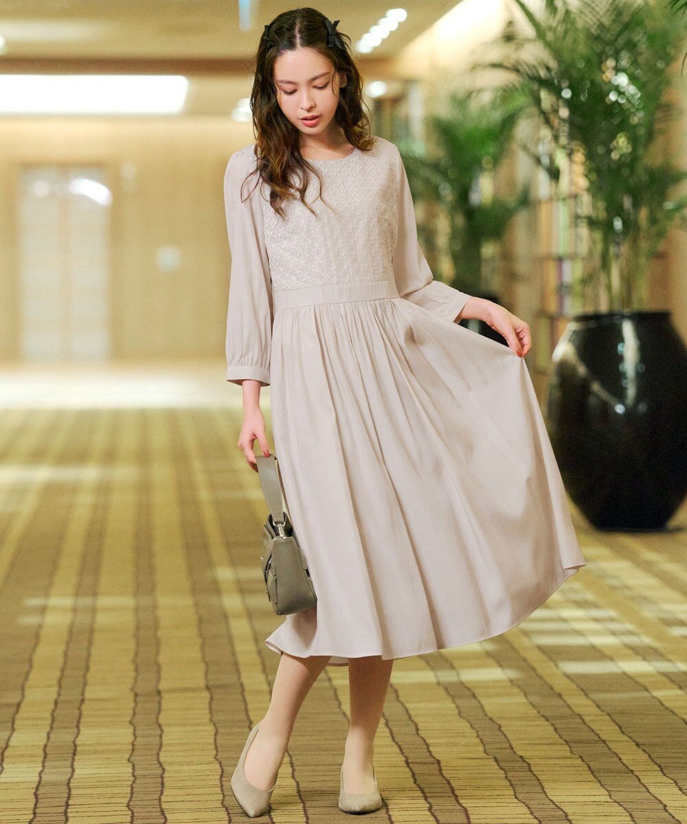 Tiaclasse L 【洗える】レース切替ワンピース 