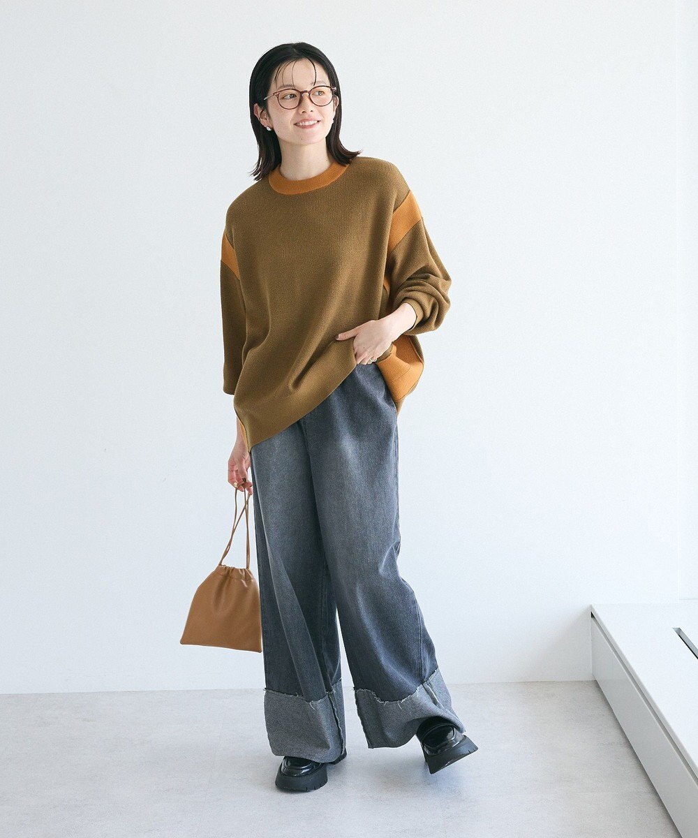 CRAFT STANDARD BOUTIQUE 洗える/とてもち配色ニットプルオーバー/24AW 