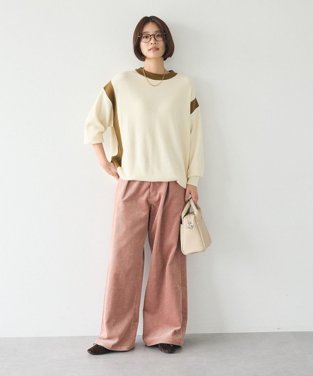 CRAFT STANDARD BOUTIQUE 洗える/とてもち配色ニットプルオーバー/24AW 