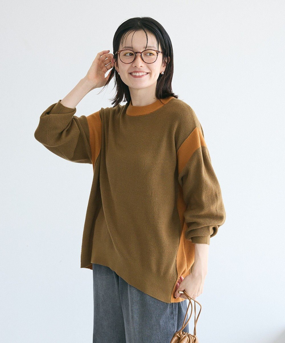 CRAFT STANDARD BOUTIQUE 洗える/とてもち配色ニットプルオーバー/24AW 