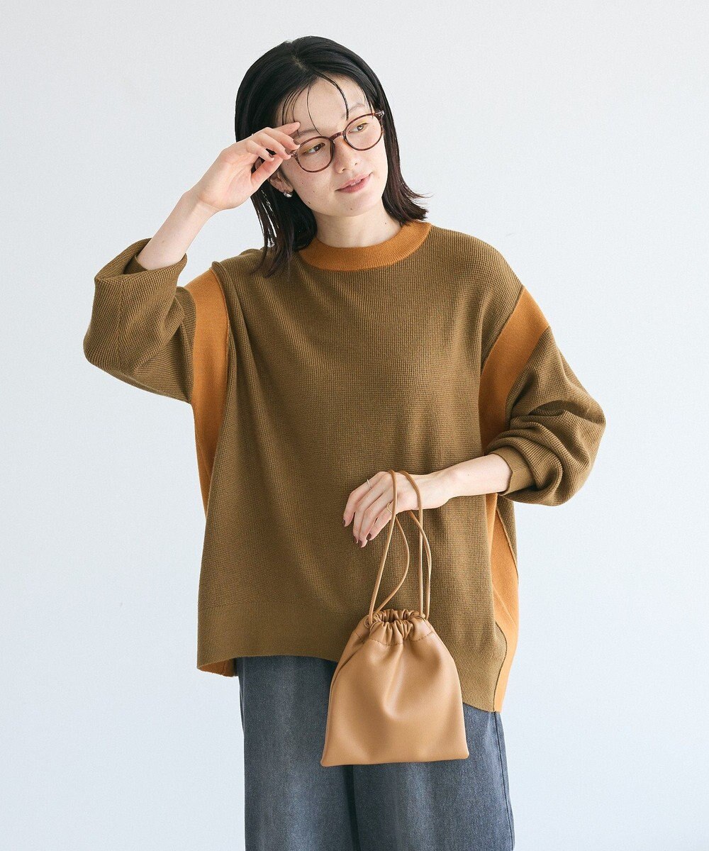 CRAFT STANDARD BOUTIQUE 洗える/とてもち配色ニットプルオーバー/24AW 