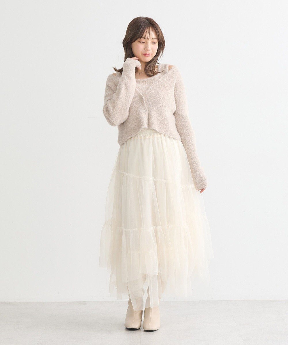 earth music&ecology イレギュラーヘム段々チュールスカート 