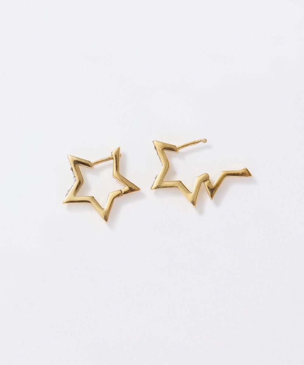 Phoebe 【金属アレルギー対応】ワンタッチライナースタービジューフープピアス　ゴールド 